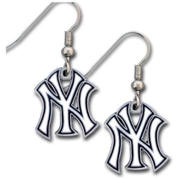 New MLB Team Logo Hypoallergenic Dangle Earrings for Women (New York Yankees) - Picture 2 of 2